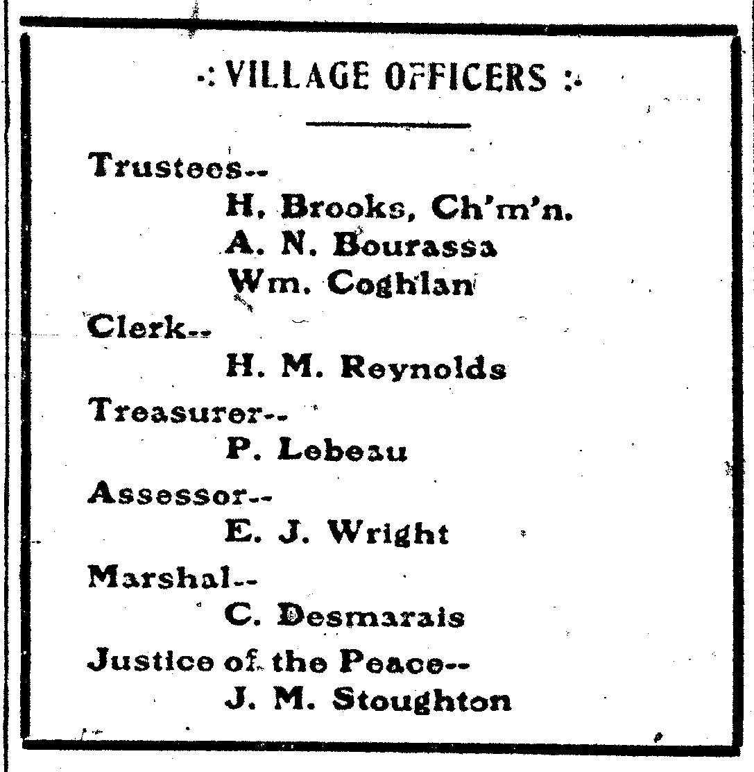 St. John N.D. Village Officers May 1909